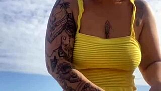 Bikini Wedges Into Puffy Swollen Pussy Lips Beach Flash