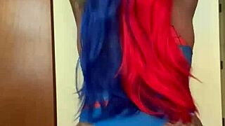 Spider Girl Shabrim Cosplay Strips To Ripped Climax!