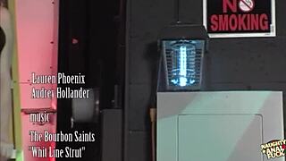 Audrey Hollander watches big ass friend Lauren Phoenix assfucked hardcore