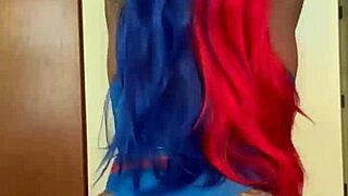 Spider Girl Shabrim Cosplay Strips To Ripped Climax!