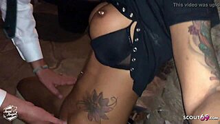 deutsche party slut GETS PUSSY LICKED by strangers in public outdoor nightclub hardcore