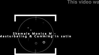 Shemale Monica M strokes big cock to explosive cumshot in satin lingerie 💦