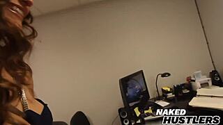 alana lace kneels sucking boss's huge cock hungrily