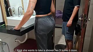 maid bathroom slip while wife basks outside unaware