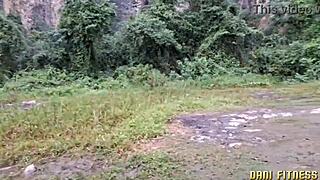 dani fitness hikes with guy leading to outdoor blowjobs and fucking