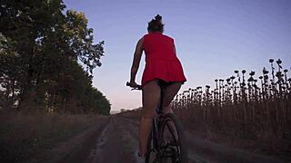 upskirt ass tease on wild bicycle ride