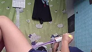 petite asian babe nails intense workout in tight shorts fitness session