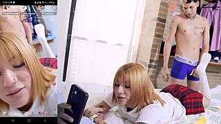 Blonde college girl gets pounded live by boyfriend during TikTok stream