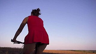 upskirt ass tease on wild bicycle ride