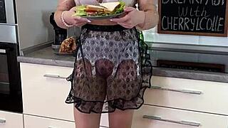 Curvy mature cherrylcolle breakfast lingerie stockings heels tease