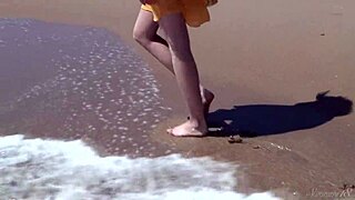 gorgeous 18+ teen agnes strips naked soaking her curves ocean-side