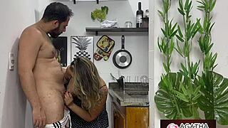 Agatha takes massive cock pounding in kitchen