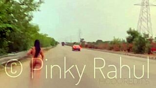 Pinky, dare you strip naked flashing ass on busy Indian highways?