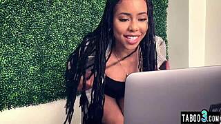 im kira noir skinny ebony teen 18+ fingering trimmed pussy watchin porn small tits shakin