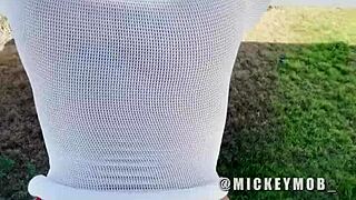 BIG BOOTY LATINA SANTANA RED SUCKS HUGE COCK BEACH BLOWJOB