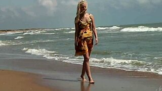 gorgeous 18+ teen agnes strips naked soaking her curves ocean-side