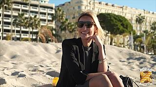 Anouk bursts with excitement awaiting her filmed first anal thrill ever