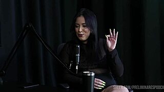 pri melancia teases in sheer red lingerie on podcast