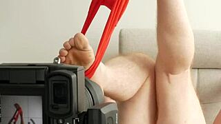 stripping red panties for sexy poses 📸🔥👙