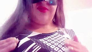 Curvy latina whore flashes her huge tits and pussy in homemade exhibition