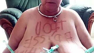 Chienne Marie Shumilie bound and toyed for her master in homemade BDSM