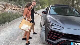 met this stacked latina milf on ibiza beach, choked her on my cock in the lambo