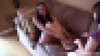 cherry and lady lick worship feet on sofa