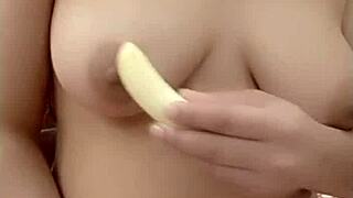 discover the fun of slipping banana into both tight holes arab style