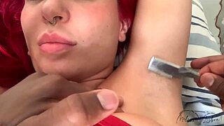 hot redhead milf shaved by young stud then rides big cock