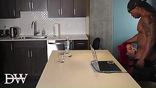 redhead model chokes on huge bbc