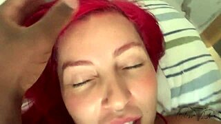 hot redhead milf shaved by young stud then rides big cock