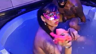 wild party with the hot married latina turns interracial