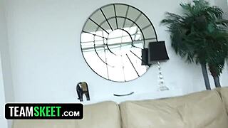 hey check out nicky huntsman getting her tight pussy filled with creampie on sofa