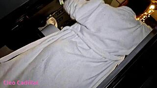 Cleo Cadillac oiled lingerie milf seduces husband in shower