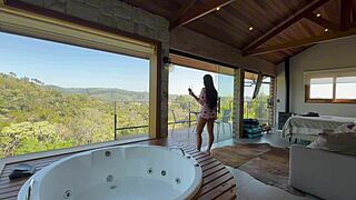 renatinha flaunts her big latina tits in the cabin