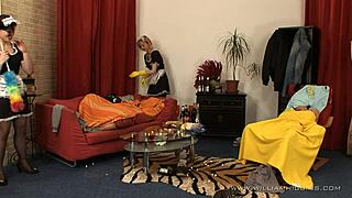 Mad maids dominate with strapon in crazy CFNM