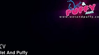 Ashley Ocean orgasms toying wet puffy pussy vibrator