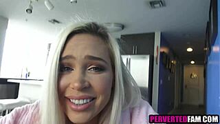 Blonde teen bribes with shaved pussy pounding action