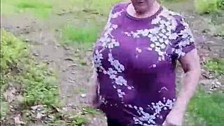 Nicebigddd Cute Milf Big Ass Tits Bent Over Doggystyle Fucking in Forest Nature Outdoors