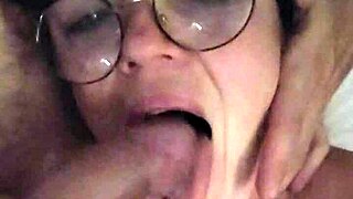Petite beauty delivers deepthroat delight to her man