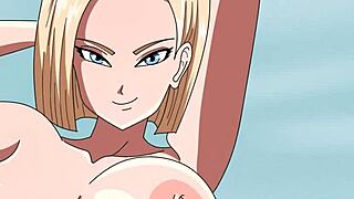 Krillin fucks number 18 hard, then Bulma joins for wild comic threesome orgy