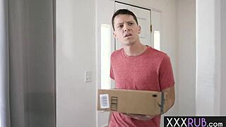 Delivery Guy's Tempting Encounter with Busty Milf at Door