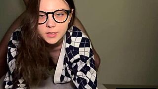 Petite college nerd craves huge dick in tight pussy