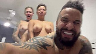 explosive thrusts deep in ass pussy till we cum together