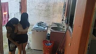 busty maid can't resist sucking my hard cock workout