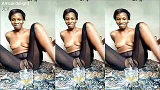 MILF Nikkie fucks huge eggplant squirts tastes her juices