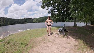 trail hiker milf flashes huge ass plugged deep anally