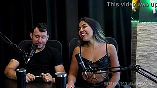 Kaliente couple's teasing podcast foreplay with sultry Bia Hot