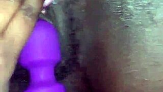 amateur ebony hits creamy orgasm waves with toys