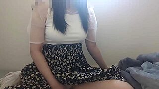 Japanese babe blankets horny solo masturbation frenzy